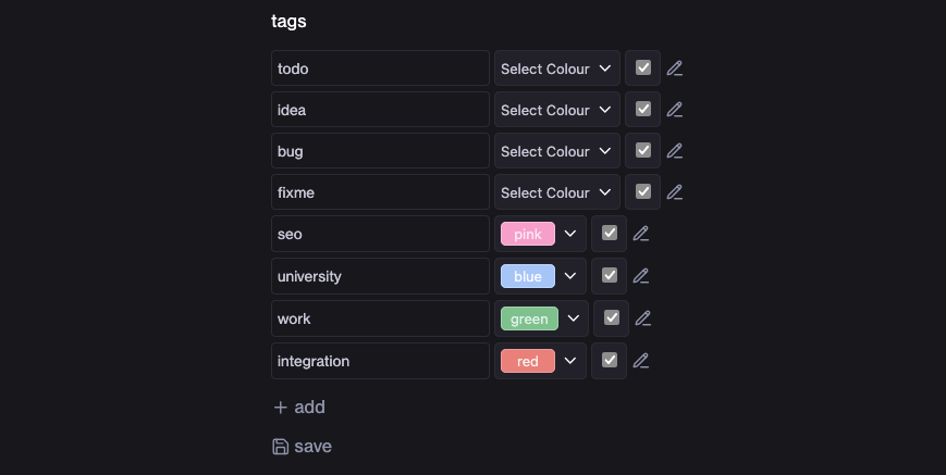 Task tagging interface